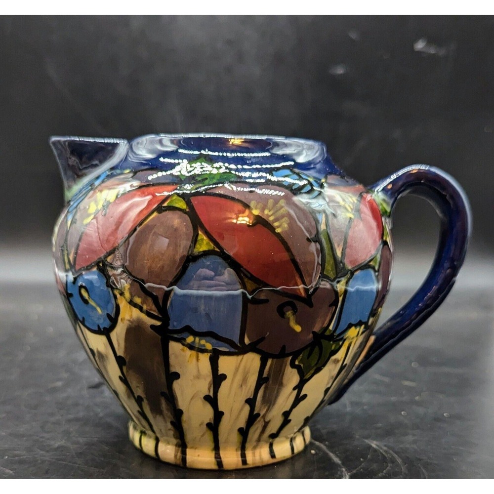 Vintage German Art Pottery Pitcher Vase Carl Gebauer Handpainted Germany 5"